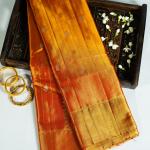 Kanchipuram Silk Orange with Gold Tissue