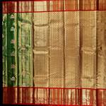 GREEN TISSUE RED BORDER SAREE