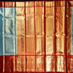 Kanchipuram Silk Dual Shade Blue And Ash Brocade Saree