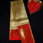 Kanchipuram Silk Gold Tissue Brocade Saree with Red Border