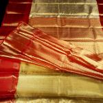 Kanchipuram Silk Gold Tissue Brocade Saree with Red Border