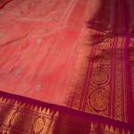 CROSSANDRA WITH PINK BORDER COMBINATION GADWAL PATTU