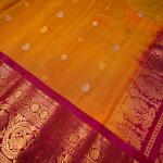 MUSTARD YELLOW WITH MAROON RED BORDER GADWAL PATTU
