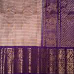 BEIGE WITH CHECKS AND PURPLE BORDER COMBINATION GADWAL PATTU