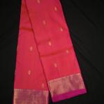 Kanchipuram Silk Reddish Pink Butta Saree