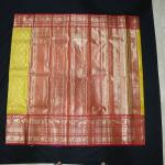 Kanchipattu silk yellow brocade saree with red border