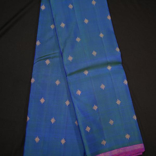 Kanchipuram Silk Peacock Blue Saree