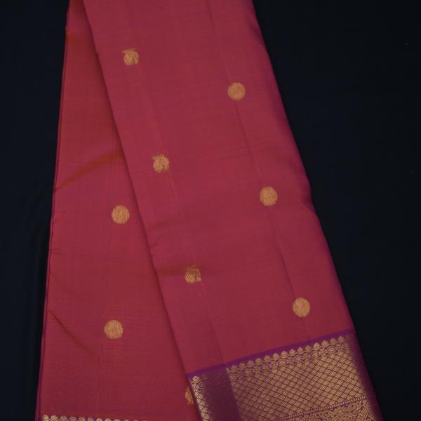 Kanchipuram Silk Dual Tone Pink Orange Saree