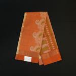 Handwoven Beige and Orange Cotton Saree