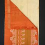 Handwoven Beige and Orange Cotton Saree