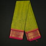 Handwoven Parrot Green Cotton Saree
