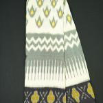 Handwoven Ikat White and Violet Cotton Saree