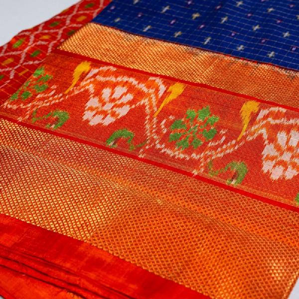 Pochampally Blue and Red Border Saree