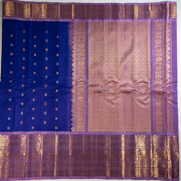 ROYAL BLUE SAREE WITH LAVENDER BORDER
