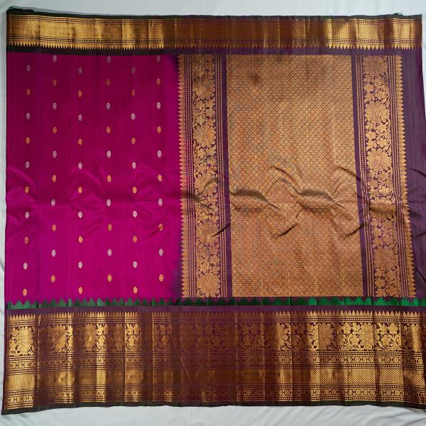 TRADITIONAL PINK AND VIOLET COMBINATION GADWAL PATTU