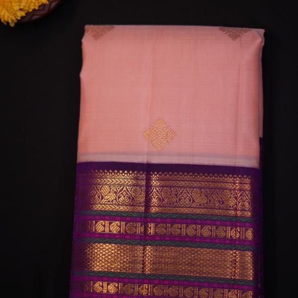 Kanchipuram Silk Peach Saree