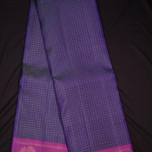 Kanchipuram Silk Blue Checks Saree