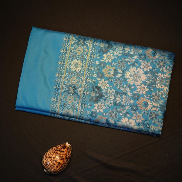 Sky Blue Banana Silk Pashmina Saree
