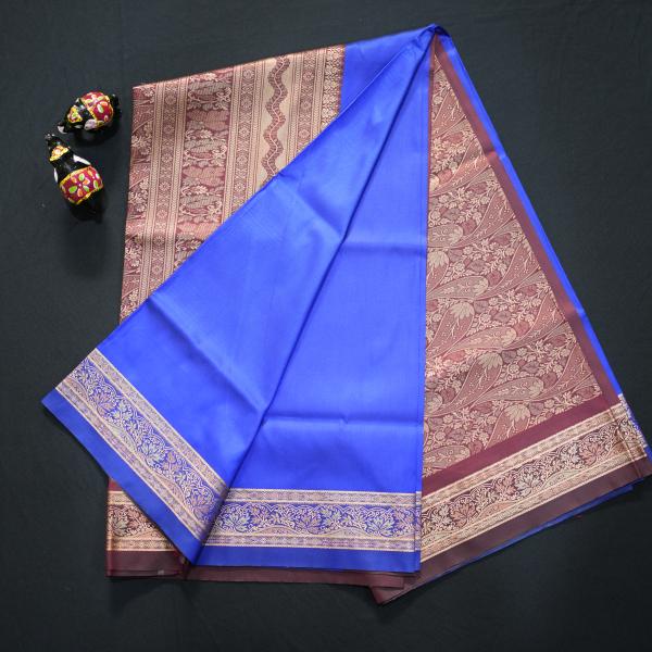 Royal Blue Banana Silk Pashmina Saree