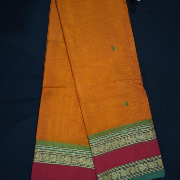 Dark Yellow Kanchi Handloom Cotton Saree