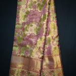 Kanchipuram Silk Green Gold Tissue Floral Brocade with Meenakari border