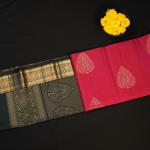 Kanchi Soft Silk Pink With Leaf Motifs Saree