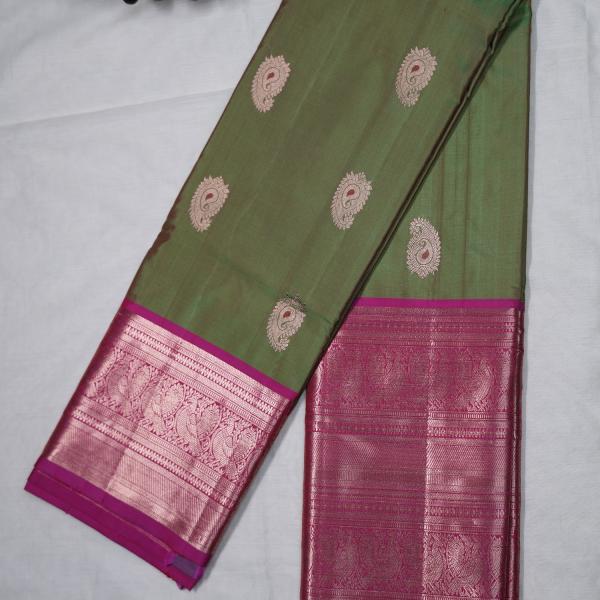 Kanchi Soft Silk Mehendi Green Saree