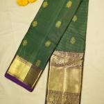 Kanchipattu silk green checks saree