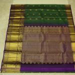 Kanchipattu silk green checks saree