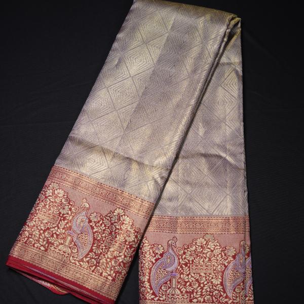 Kanchipuram Lavender Saree With Meenakari Border