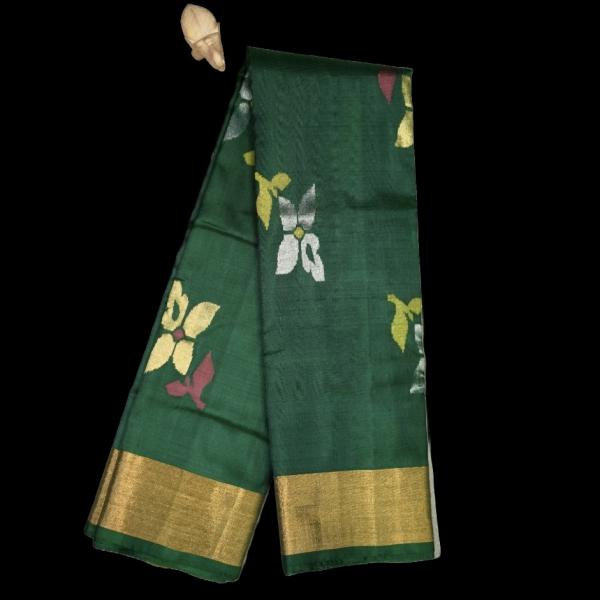 Uppada Silk Dark Green Saree
